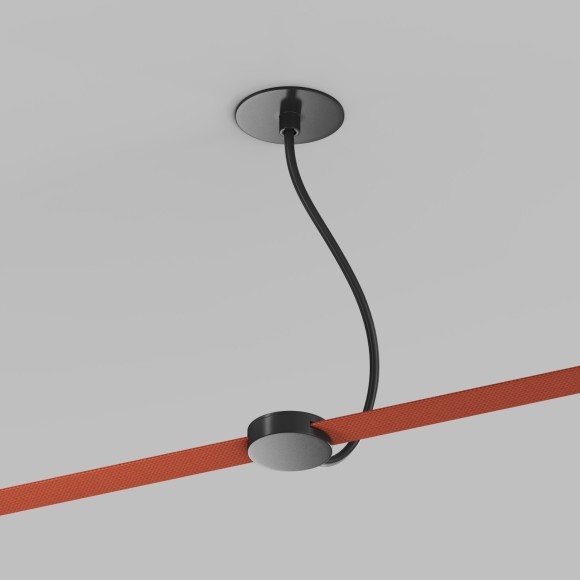 Встраиваемое отступное основание с вводом питания для шинопровода-ремня Denkirs Belty TR5514-BK Встраиваемое отступное основание с вводом питания для шинопровода-ремня Denkirs Belty TR5514-BK