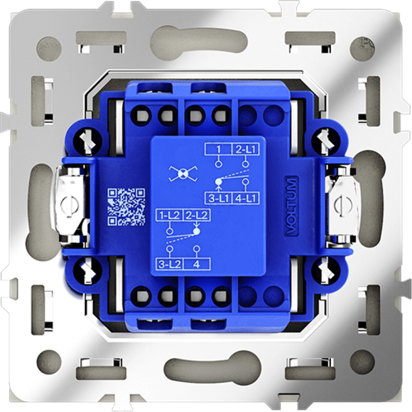Перекрестный переключатель встраиваемый VOLTUM S70 одноклавишный 10А, (сталь)