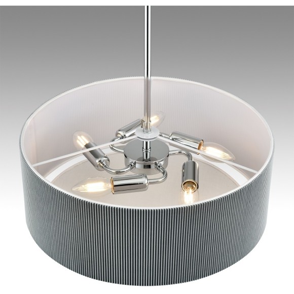 8111/5 MODERNI LN25 хром/серый, металл/текстиль Люстра подвесная E14 5*40W 220V ZIGRISA