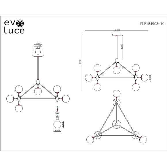 SLE154903-10 Светильник потолочный Черный/Янтарный E27 10*40W LACOTTA