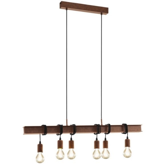 49859 Подвес TOWNSHEND 4, 6х60W (E27), L1005, B70, H1100, сталь, коричневый cостаренный