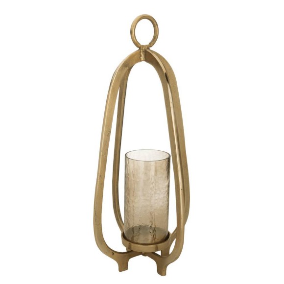 422115 IBUSUKI Подсвечник H720, Ø350, алюминий, стекло, золотой, янтарный