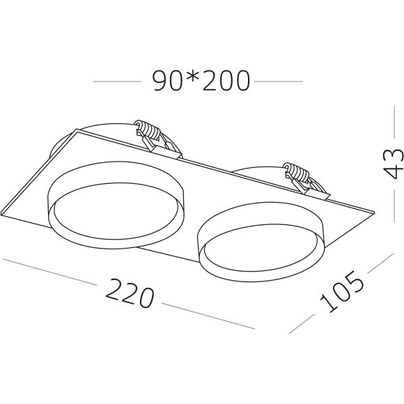 ST258.408.02 Св-к встр. Черный GX53 2*50W IP20 L220xW109xH43 220V Без ламп Встраиваемые светильники