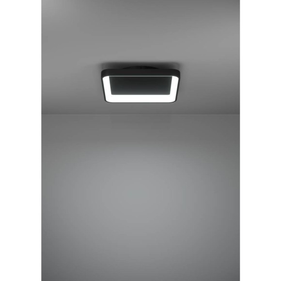 Черный настенно-потолочный светильник EGLO LORETELLO 901252, встроенный LED 12Вт, 2700-6500К, CRI 80, 1440Лм, подключение 220В, корпус пластик и сталь, 350 × 350 мм, высота 75 мм