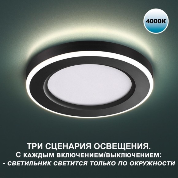 Светильник встраиваемый светодиодный (три сценария работы) IP20 LED 4000К 18W+6W 1680Лм SPAN 359017