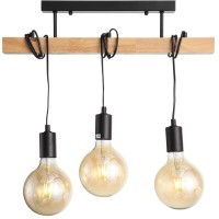 SL1142.403.03 Светильник подвесной Черный, Светлое дерево E27 3*60W BAGETTI