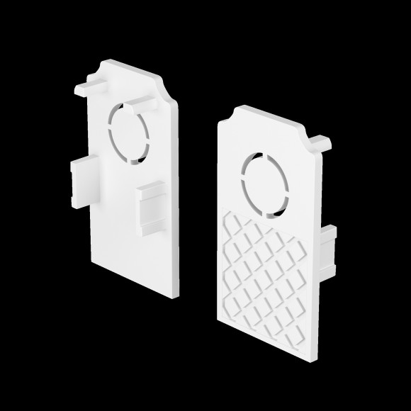 Комплект из 2 боковых заглушек для шин в ГКЛ потолки 9.5 и 12.5мм TRA034EC-42W Комплект из 2 боковых заглушек для шин в ГКЛ потолки 9.5 и 12.5мм TRA034EC-42W