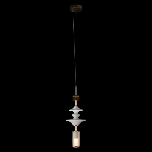 10423/D LOFT IT SPINDLE Подвесной светильник в стиле арт-деко, бронзовое основание из металла и керамики, белый стеклянный плафон, E14, 1 × 40 Вт