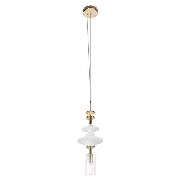 10423/D LOFT IT SPINDLE Подвесной светильник в стиле арт-деко, бронзовое основание из металла и керамики, белый стеклянный плафон, E14, 1 × 40 Вт