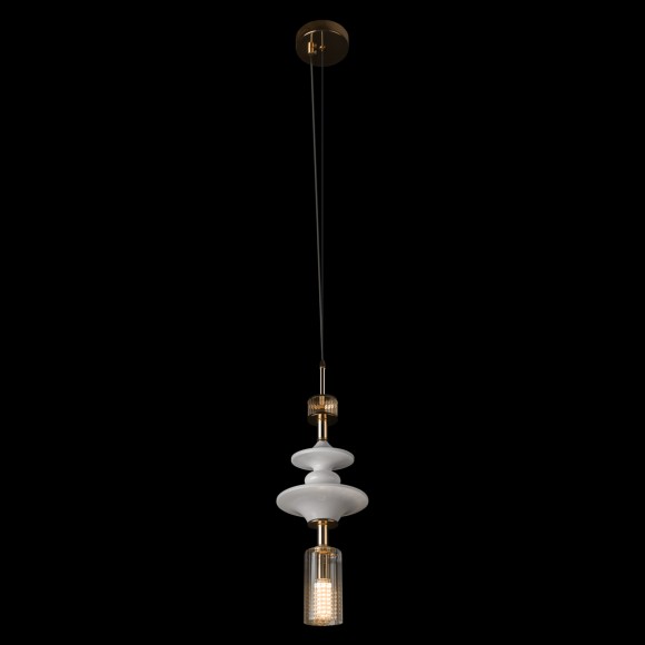 10423/D LOFT IT SPINDLE Подвесной светильник в стиле арт-деко, бронзовое основание из металла и керамики, белый стеклянный плафон, E14, 1 × 40 Вт