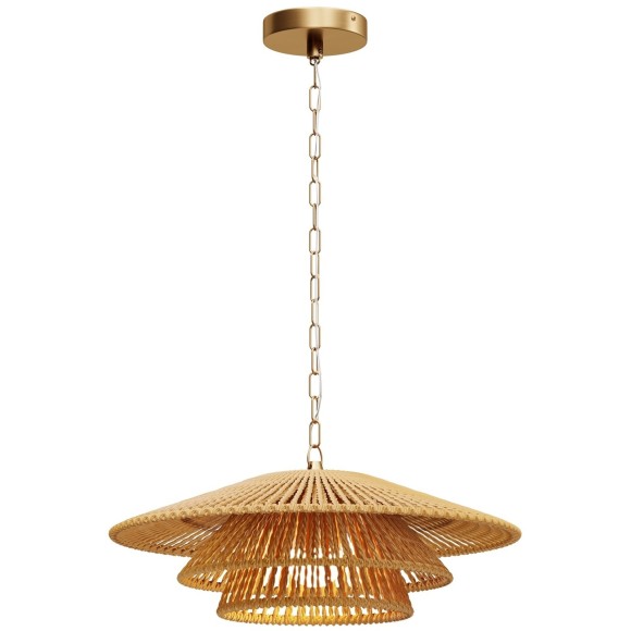 Коричневый подвесной светильник из каната с латунным основанием, под лампу Е27, Maytoni Costa MOD394PL-01BS