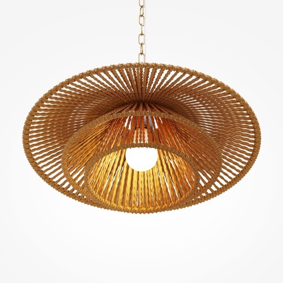 Коричневый подвесной светильник из каната с латунным основанием, под лампу Е27, Maytoni Costa MOD394PL-01BS