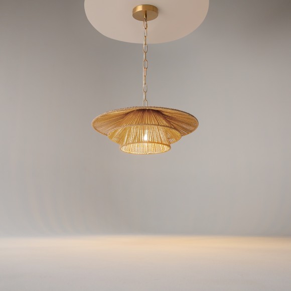 Коричневый подвесной светильник из каната с латунным основанием, под лампу Е27, Maytoni Costa MOD394PL-01BS