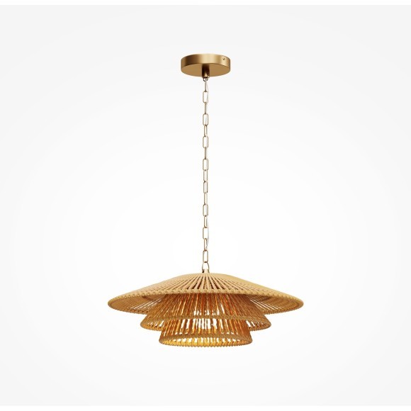 Коричневый подвесной светильник из каната с латунным основанием, под лампу Е27, Maytoni Costa MOD394PL-01BS