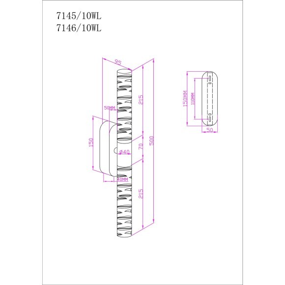 Настенный светильник IP20 LED 10W 900Лм 3000K 180° PILAR 7146/10WL
