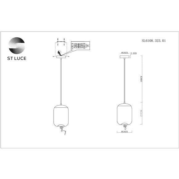 SL6108.323.01 Люстра подвесная ST-Luce Бронза/Янтарный LED 1*10W 3000K OZZIO