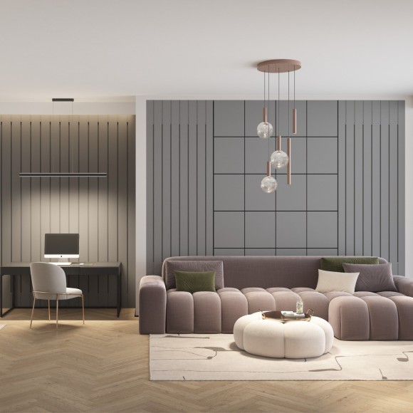 DK6733-BK Светильник подвесной в виде линии светящий вверх и вниз с переключателем цветовой температуры Denkirs RAYLINE 30 Вт 3000–4000К