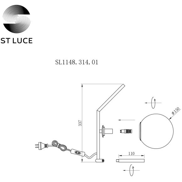 SL1148.314.01 Прикроватная лампа ST-Luce Латунь/Белый G9 1*5W CODDA SL1148.314.01 Прикроватная лампа ST-Luce Латунь/Белый G9 1*5W CODDA