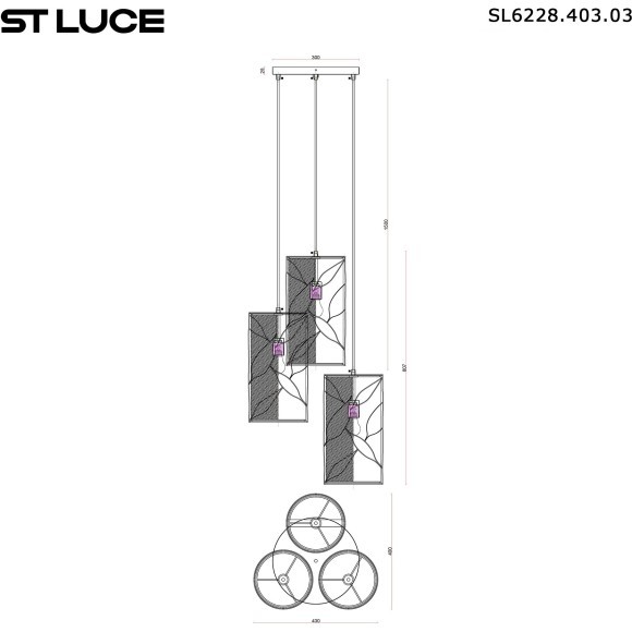 SL6228.403.03 Светильник подвесной ST-Luce Черный/Бежевый E27 3*60W ROOT