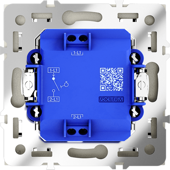 Выключатель с самовозвратом встраиваемый VOLTUM S70 одноклавишный 10А, (сталь)