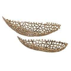 427087 KIMITSU Миска декоративная 2шт. L610 B255 H130 алюминий золотой 427087 KIMITSU Миска декоративная 2шт. L610 B255 H130 алюминий золотой