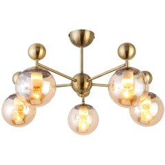 SLE106302-05 Светильник потолочный Бронзовый/Прозрачный, Янтарный E27 5*60W PECHIO SLE106302-05 Светильник потолочный Бронзовый/Прозрачный, Янтарный E27 5*60W PECHIO