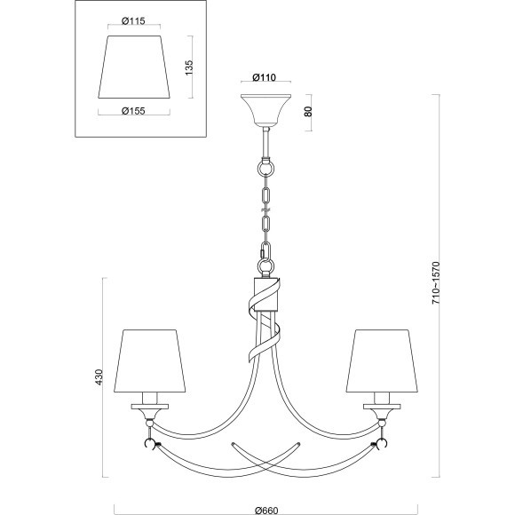 Люстра подвесная Freya FR5081PL-05CH Ariana под лампы 5xE14 40W