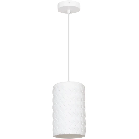 Arte Lamp Corsetto A7096SP-1WH Подвесной современный светильник, плафон из белого гипса с имитацией плетения диаметром 14 см, основание белый металл, провод 100 см, лампа E27 1шт до 40Вт IP20 220В