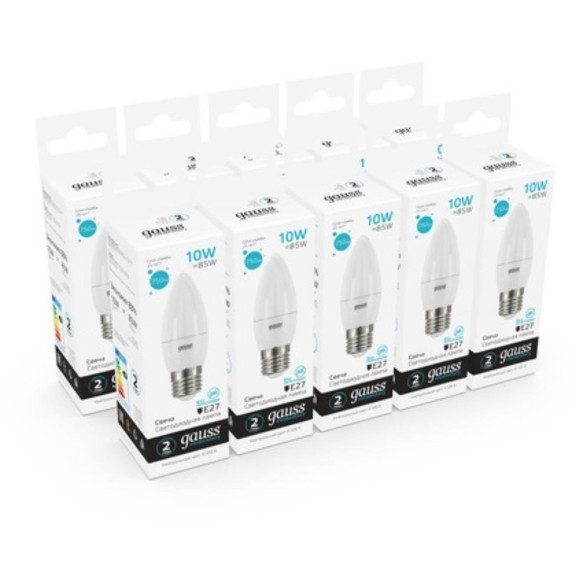 30220 Лампа Gauss Elementary Свеча 10W 750lm 4100K E27 LED 1/10/100