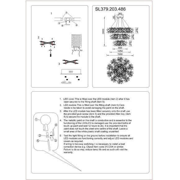 SL379.203.486 Люстра подвесная ST-Luce Медный/Белый LED 486*0,5W 3500K  (из 3-х коробок) RAFINA