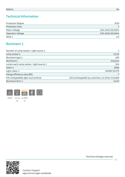 Настольная лампа EGLO CEPPINO 98855 с LED GU10, 4.5Вт, 345Лм, 3000К, подключение 220В