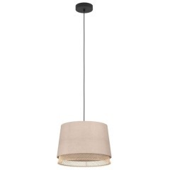 43975 Подвесной светильник (люстра) TABLEY, 1X40W (E27), ?380, сталь, черный / текстиль, дерево, коричневый 43975 Подвесной светильник (люстра) TABLEY, 1X40W (E27), ?380, сталь, черный / текстиль, дерево, коричневый