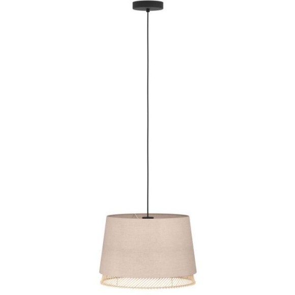 43975 Подвесной светильник (люстра) TABLEY, 1X40W (E27), ?380, сталь, черный / текстиль, дерево, коричневый