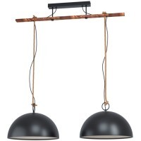 43397 Подвес HODSOLL регул., 2х40W(E27), 1250х400, H1100, сталь, дерево, черн., коричн./сталь, черны