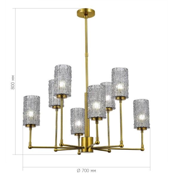 SL1240.303.08 Люстра подвесная ST-Luce Латунь/Дымчатый E27 8*60W GACCIOLO SL1240.303.08 Люстра подвесная ST-Luce Латунь/Дымчатый E27 8*60W GACCIOLO