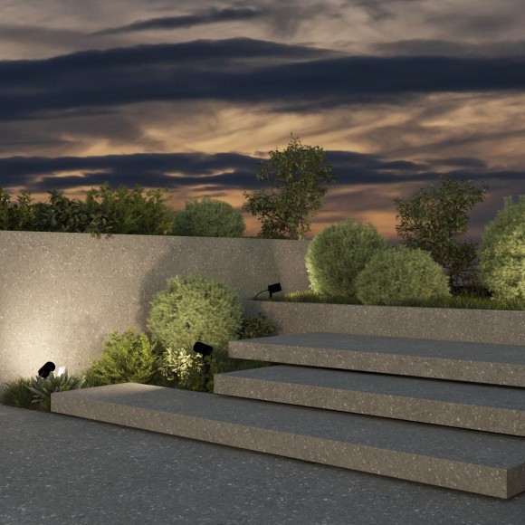 DK9800-BK Грунтовый черный уличный светильник на колышке Denkirs MOSS IP65 под лампу GU10 или LED модуль до 15 Вт