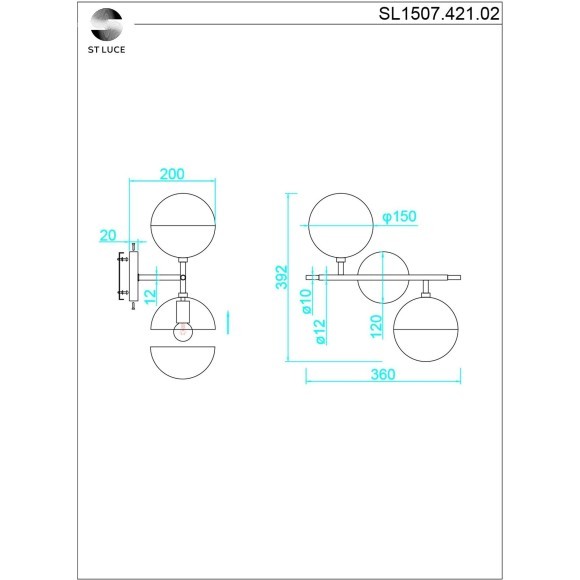 SL1507.421.02 Бра ST-Luce Черный/Белый, Золотистый G9 2*5W 4000K ALBERO