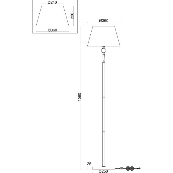 Торшер с абажуром Freya FR5190FL-01BS Rosemary под лампу 1xE27 60W