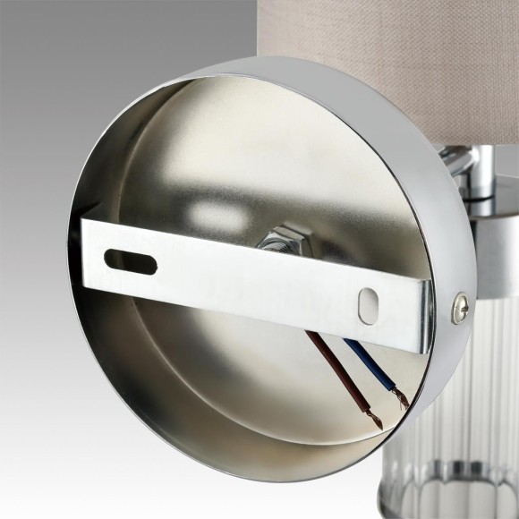 6585/1W MODERNI LN24 хром/бежевый, металл/текстиль, стекло Бра E14 1*40W 220V ARNIKA 6585/1W MODERNI LN24 хром/бежевый, металл/текстиль, стекло Бра E14 1*40W 220V ARNIKA