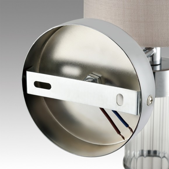 6585/1W MODERNI LN24 хром/бежевый, металл/текстиль, стекло Бра E14 1*40W 220V ARNIKA 6585/1W MODERNI LN24 хром/бежевый, металл/текстиль, стекло Бра E14 1*40W 220V ARNIKA