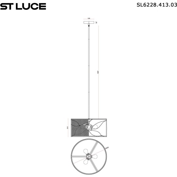 SL6228.413.03 Светильник подвесной ST-Luce Черный/Бежевый E27 3*60W ROOT