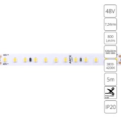 A4812010-02-4K Светодиодная лента 48В 7.2Вт/м 800Лм/м 4000К CRI 90+ 10мм SMD2835 120шт/м 5м IP20 A4812010-02-4K Светодиодная лента 48В 7.2Вт/м 800Лм/м 4000К CRI 90+ 10мм SMD2835 120шт/м 5м IP20