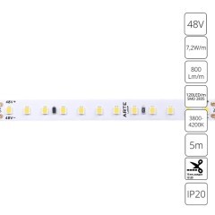 A4812010-02-4K Светодиодная лента 48В 7.2Вт/м 800Лм/м 4000К CRI 90+ 10мм SMD2835 120шт/м 5м IP20 A4812010-02-4K Светодиодная лента 48В 7.2Вт/м 800Лм/м 4000К CRI 90+ 10мм SMD2835 120шт/м 5м IP20