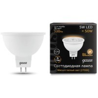 201505105 Лампа Gauss LED MR16 GU5.3 5W 12V 500lm 2700K 1/10/100
