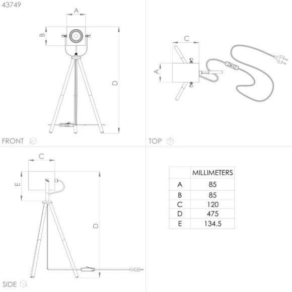 43749 Настольная лампа AYLES, GU10, 1Х3W, 1X250lm, H475, ?260, сталь, черный/дерево, коричневый 43749 Настольная лампа AYLES, GU10, 1Х3W, 1X250lm, H475, ?260, сталь, черный/дерево, коричневый