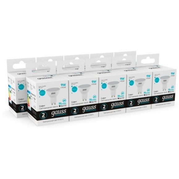 13629 Лампа Gauss Elementary MR16 9W 660lm 4100К GU10 LED 1/10/100