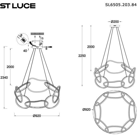 SL6505.203.84 Светильник подвесной ST-Luce Золотистый/Золотистый LED 1*84W 4000K ABRA SL6505.203.84 Светильник подвесной ST-Luce Золотистый/Золотистый LED 1*84W 4000K ABRA