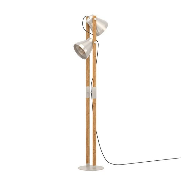 43954 Торшер с ножным выключателем CAWTON, 2X40W (E27), H1345, сталь, дерево, коричневый