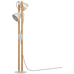 43954 Торшер с ножным выключателем CAWTON, 2X40W (E27), H1345, сталь, дерево, коричневый