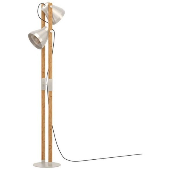 43954 Торшер с ножным выключателем CAWTON, 2X40W (E27), H1345, сталь, дерево, коричневый